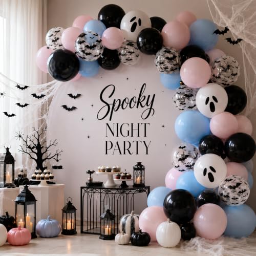 Halloween Gender Reveal Balloons Set Pink Blue Ghost Variation - 36 Latex Decorations
