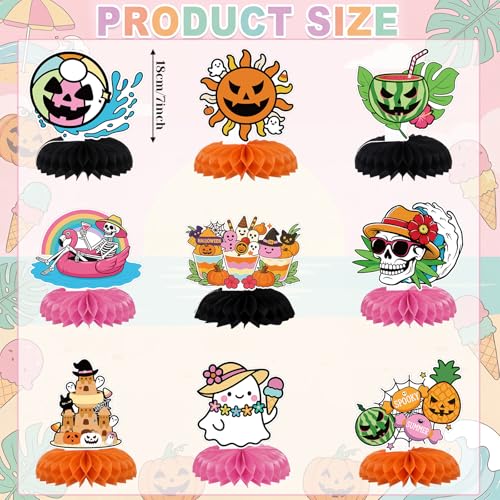 Summer Halloween Honeycomb Centerpieces Set - 9 Festive Table Decorations