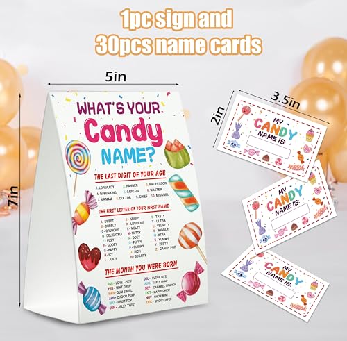 Candy Name Game Sign Set with Stickers - Birthday Party Decor, Variation: Candy