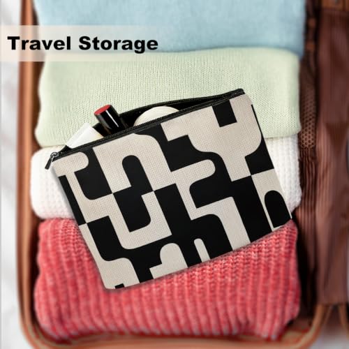 Abstract Geometric Makeup Bag - Trendy Cosmetic Pouch for Women & Girls - Large Capacity