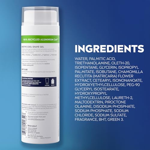 NIVEA MEN Sensitive Cool Shave Gel for Sensitive Skin, Alcohol Free Shaving Gel with Chamomile Extract, 7 Oz Can, Pack of 3