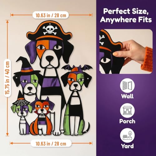 Halloween Dog Wall Art - Purple Metal Autumn Decorations for Home