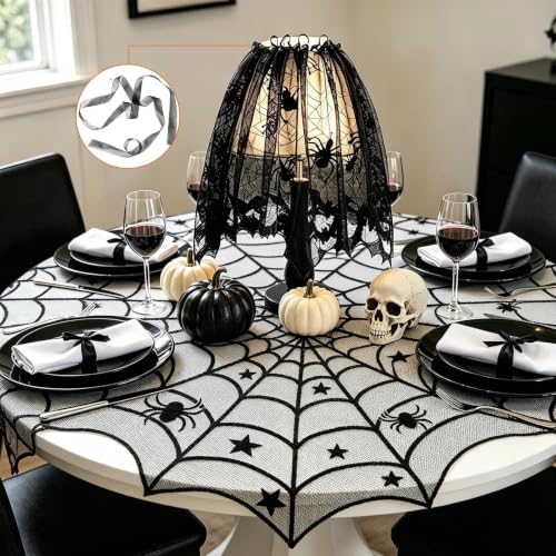Halloween Black Lace Table Runner Spider Web Style - Indoor Decorations