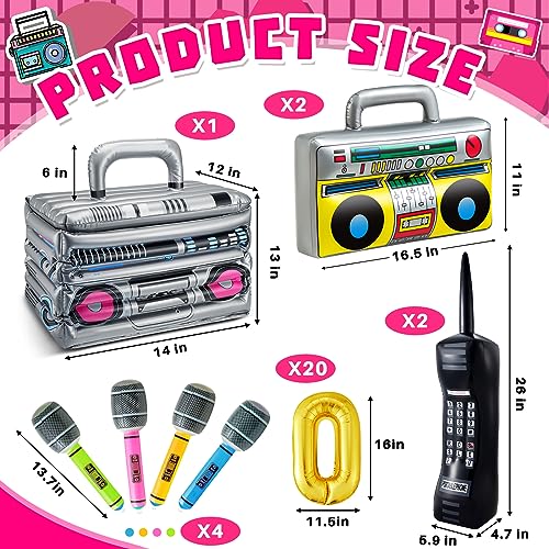 80s 90s Halloween Party Decorations Inflatable Boombox Set - Retro Costume Props