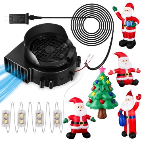 Inflatable Fan Replacement 1.2A Fan Blower with 4 LEDs and 1.5A Adapter for Halloween Christmas