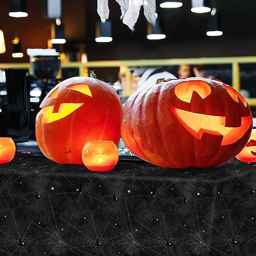 Halloween Spider Webs Disposable Tablecloths - 3 Pack, 54x108 Inches - Halloween Party Decorations