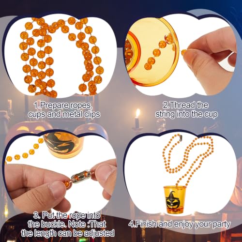 Halloween Shot Glass Necklace 36 Pcs Beaded Skull Plastic Cups - Stylish Style