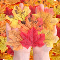 400 Pcs Fake Fall Leaves - Autumn Foliage Decorations for Fall & Thanksgiving - Red