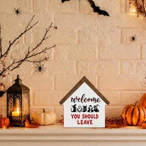 Halloween Ghost Wooden House Sign - Spooky Table Decor with Variation Sign-11