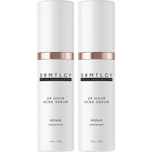 DRMTLGY Acne Spot Treatment and Cystic Acne Treatment. Acne Serum with Micronized Benzoyl Peroxide 5% and Glycolic Acid. 1.1 oz, 2 pack