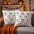 White Halloween Pillow Covers 18x18 Inch Set of 2 Decorative Spooky & Cute Decor