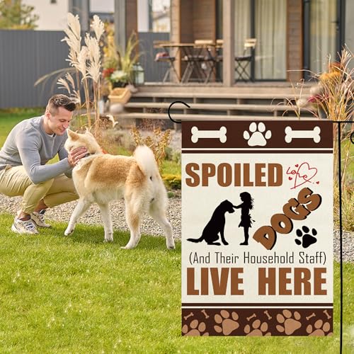 Dog Lover Garden Flag Spoiled Dog Household Staff Welcome Decor
