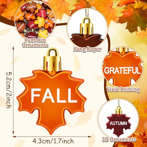 Fall Thanksgiving Maple Leaf Tree Ornaments - 24 Pcs Autumn Hanging Decor - Seasonal Holiday Decorations