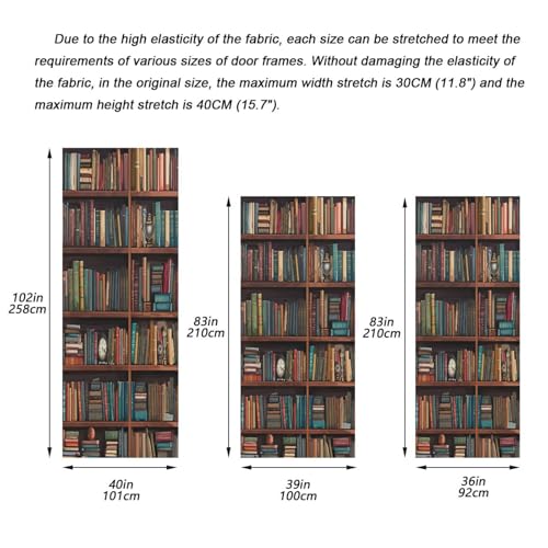 Library Bookshelf Door Cover - Washable Waterproof Holiday Decor - S 32 x 79 Inch