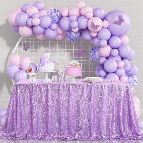 Lavender Sequin Tablecloth 60 x 102 Inch Rectangular Glitter Decorations