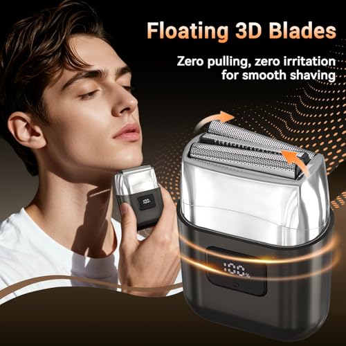 Men's Electric Foil Shaver - Gray, 3 Floating Blades, Compact Travel Razor