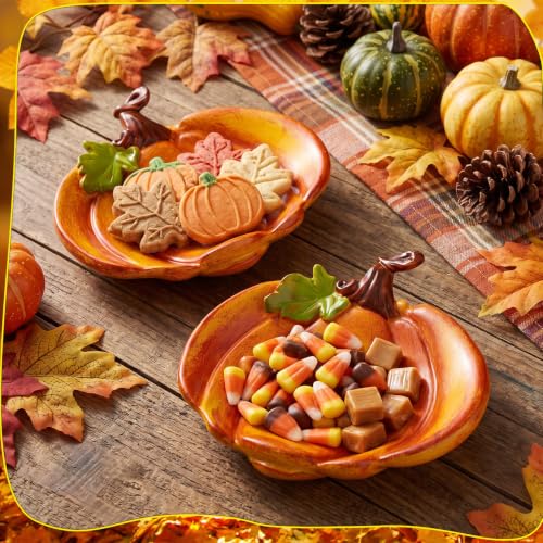 Fall Candy Dish Set - Resin Pumpkin Bowls for Halloween & Thanksgiving - Variation: Pumpkin