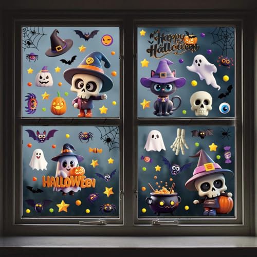 Halloween Ghost Static Cling Stickers - 95 Pcs Spooky & Cute Decorations