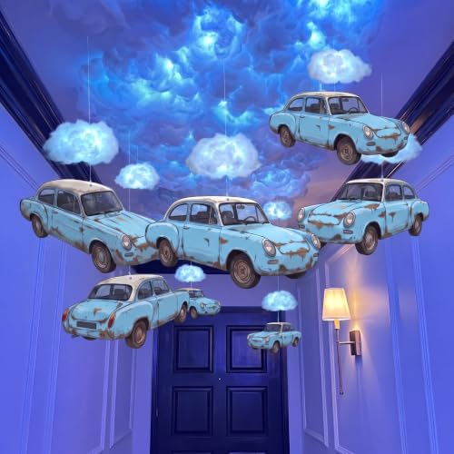 Watersay Flying Blue Car Hanging Decorations - 15 Car Set, 11.8" - Wizard Party Supplies
