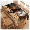 Horse Tablecloth 52x70 Inch Rectangular Desert Sand Herd Run Decor - Washable Plaid