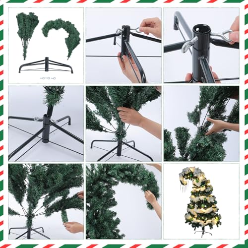 Daifunli Green Crooked Top 6ft Christmas Tree - Indoor Holiday Decor