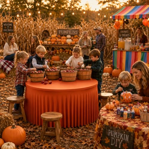 60 Inch Burnt Orange Round Tablecloth for Fall & Holiday Events - Pack of 1