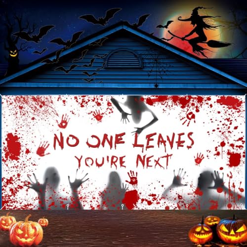 Halloween Blood Handprint Garage Door Cover Banner 18x7ft - Spooky Outdoor Decor Variation of THIS listing