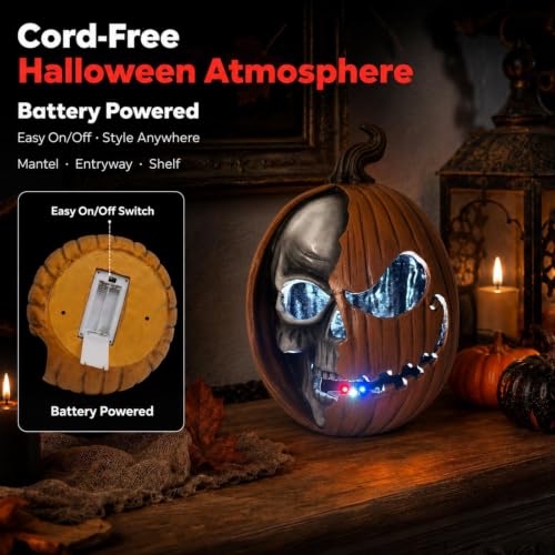 Halloween LED Jack O'Lantern Pumpkin Skull Light Decor for Home & Garden