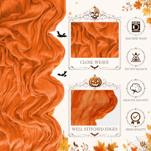 Orange Cheesecloth Table Runner 35x10Ft 2 Pack Halloween Fall Decor
