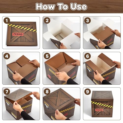 Dinosaur Party Decorations Set - 6 Large Dinosaur Paper Boxes for Baby Shower Birthday