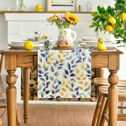 Summer Blue Table Runner 13x90 Inch - Seasonal Polyester Dining Decor