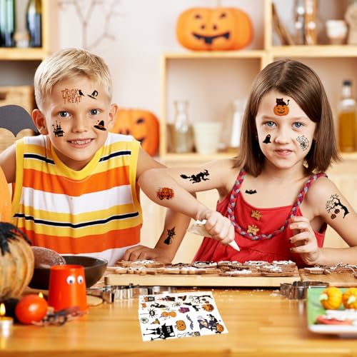 Halloween Pumpkin Temporary Tattoos Stickers - 30 Sheets, 380+ Designs, Kids & Party Decor