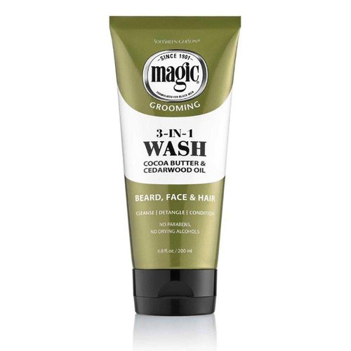 SoftSheen-Carson Magic Beard Wash 3 In 1 Cleanses and Conditions for Face, Beard and Hair, With Cocoa Butter and Shea Butter, 6.8 fluid ounces