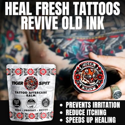 Tiger Spit Tattoo Aftercare, Tattoo Balm to Heal & Protect New Tattoos & Revive Older Tattoos, 100% Natural Tattoo Balm, Vegan Tattoo Butter
