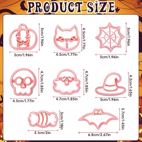 Halloween Cookie Cutter Set 8 Pcs Ghost Pumpkin Mold for Cookies Cake & Clay