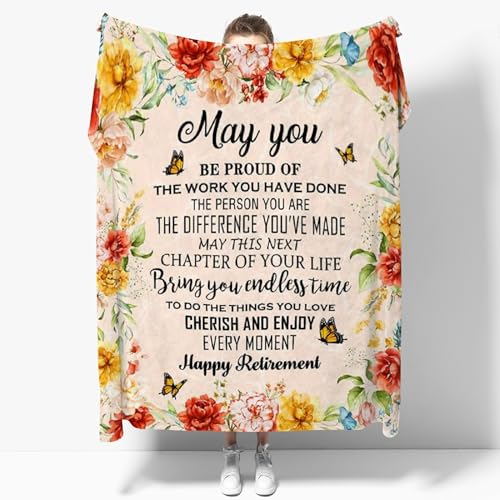 Black 50x40 Inch Retirement Gift Blanket for Women Men - Party Decor & Colleague Gift