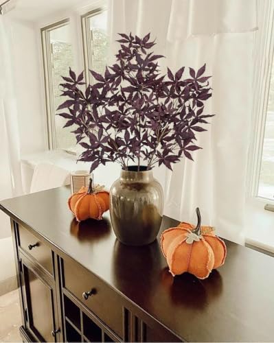 Artificial Japanese Maple Leaf Stems - Burgundy Fall Foliage, 3 Pack