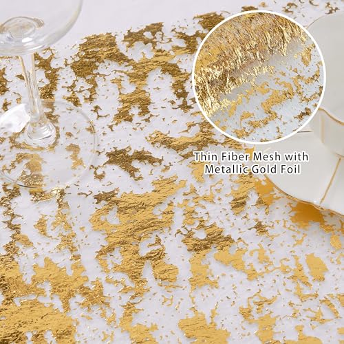 Gold Table Runner Set - 3 Pieces, 11 Inch x 33 Feet Glitter Metallic Decor