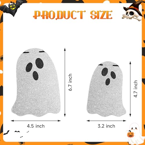 Halloween Ghost Banner Set - 2 Pcs Indoor Spooky Hanging Bunting with Glitter Ghosts - Pkg of 2