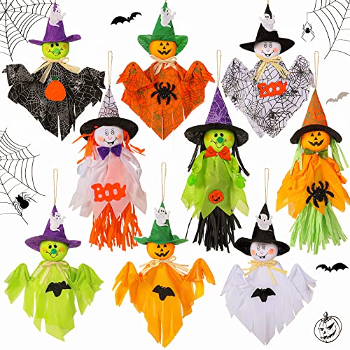 Halloween Hanging Ghost and Pumpkin Decorations, Set of 9 - Spooky Tree Decor