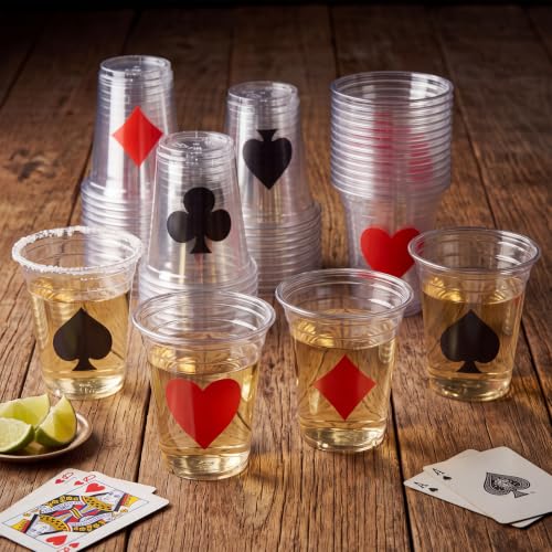 120 Pcs Halloween Playing Card & Plastic Cup Set - 12 oz Disposable Party Cups - Variation: Poker
