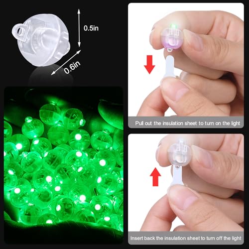 Green Mini LED Lights 100pcs Waterproof Round Tiny Lights with Hook
