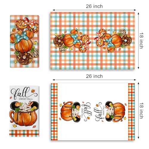 Fall Pumpkin Kitchen Dish Towels Set of 2 - Autumn Farmhouse Decor
