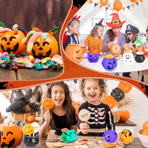 24PCS Halloween Mini Candy Buckets Set - Skull Pumpkin Ghost Novelty Decorations