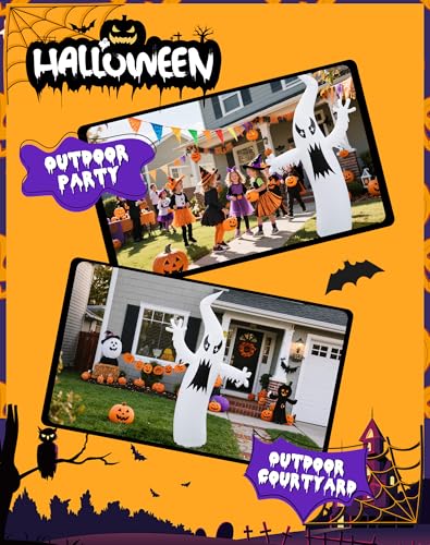 8.7Ft Halloween Inflatable Ghost Yard Decor with LED Lights, Sturdy Outdoor Decoration