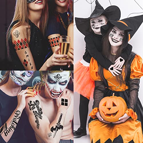 Halloween Temporary Tattoos Joker Style2 - 22 Sheets Face & Costume Body Art