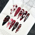 Halloween Long Stiletto Press-On Nails - Eyeball Blood Web Design, Multicolor-019050