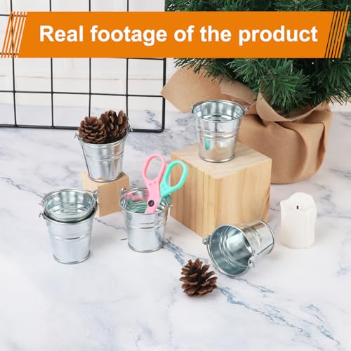 50 Pack Galvanized Mini Metal Buckets with Handles - 2.1 Inch Small Tin Pails for DIY, Decor & Party