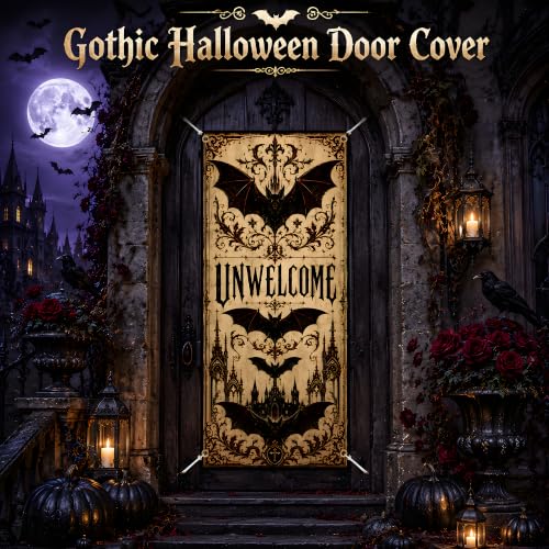 Halloween Door Cover Gothic WELCOME Banner - Black Red Yellow Variation