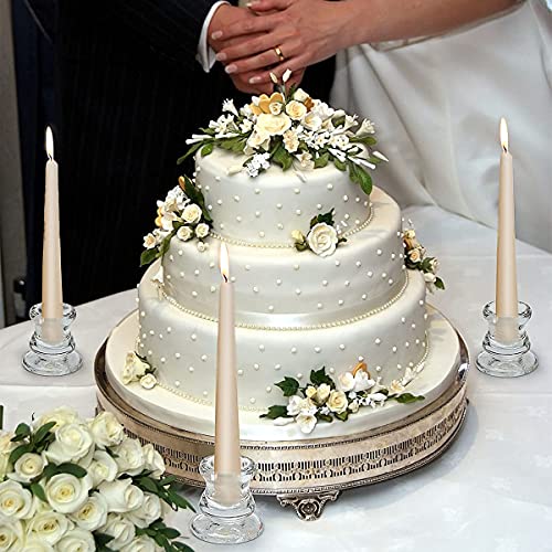 Clear Glass Candlestick Holders Bulk - 12pcs Taper Candle Holders for Wedding & Party Centerpieces